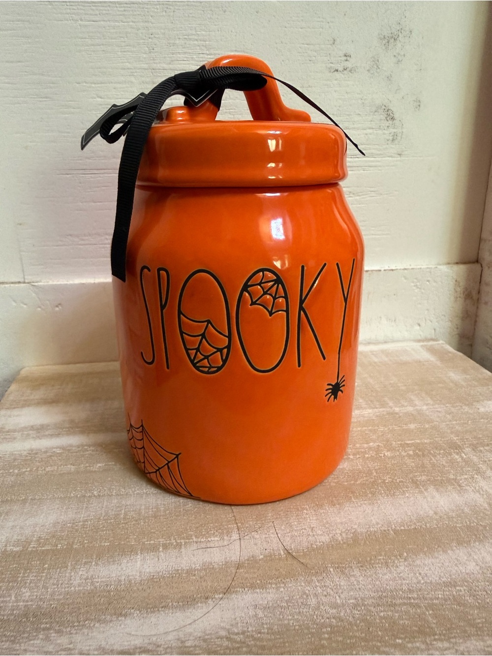 Rae Dunn Orange 'Spooky' Halloween Ceramic Canister